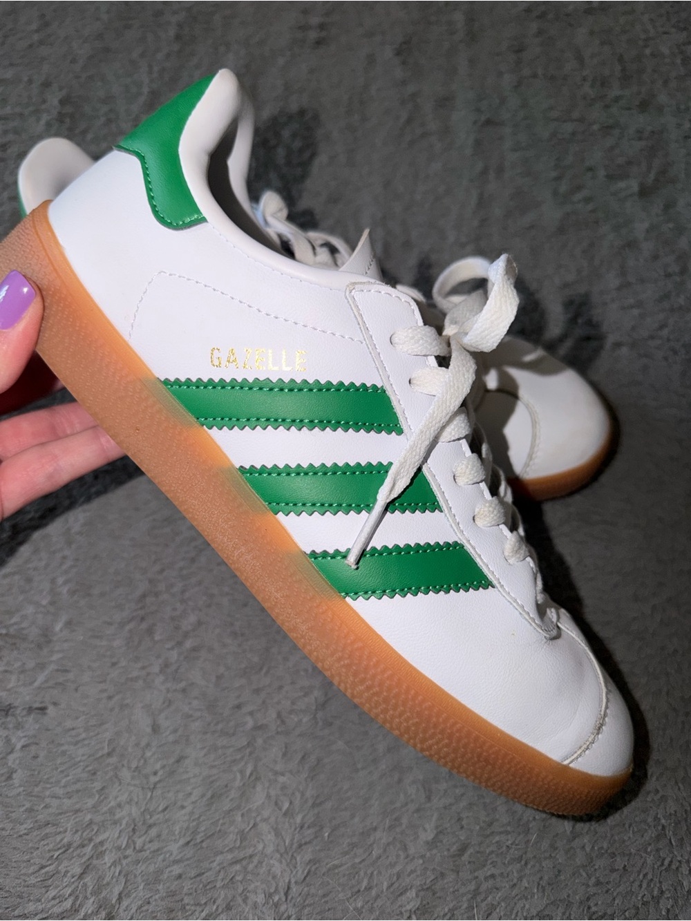 Like new Leather Adidas Gazelle In White/green In Womens 7.5